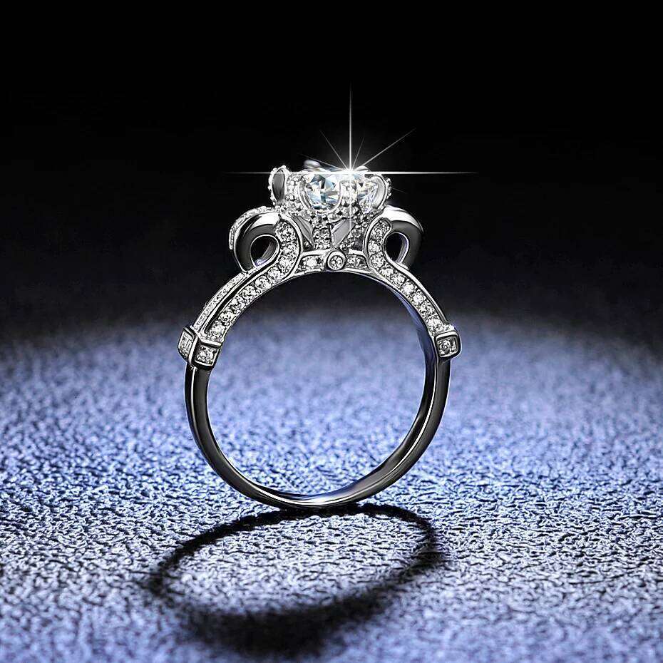 1 CT D Color Moissanite Diamond Luxury Wedding&engagement Rings for Women Gold Plated 925 Silver Queen Proposal Ring e21
