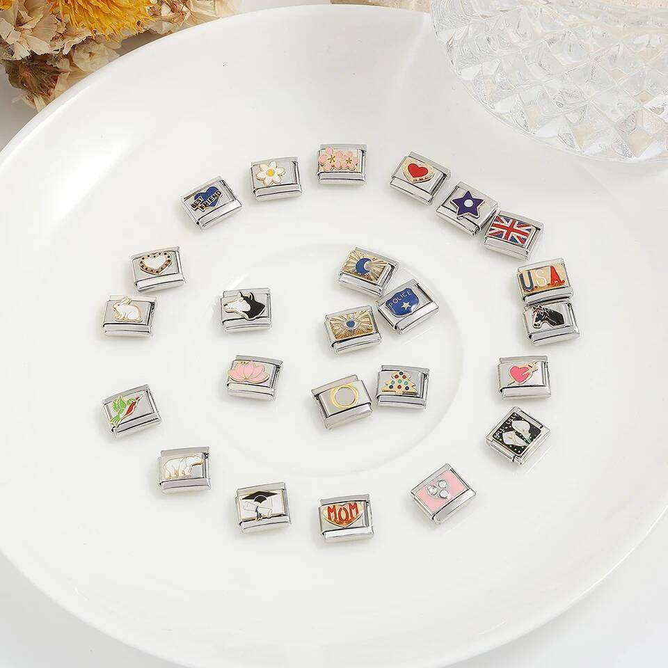 ZAKOL Flower Animal Flag Mixed Series Italian Charm DIY Stainless Steel Bracelet For Women Men Unique Jewelry Gift