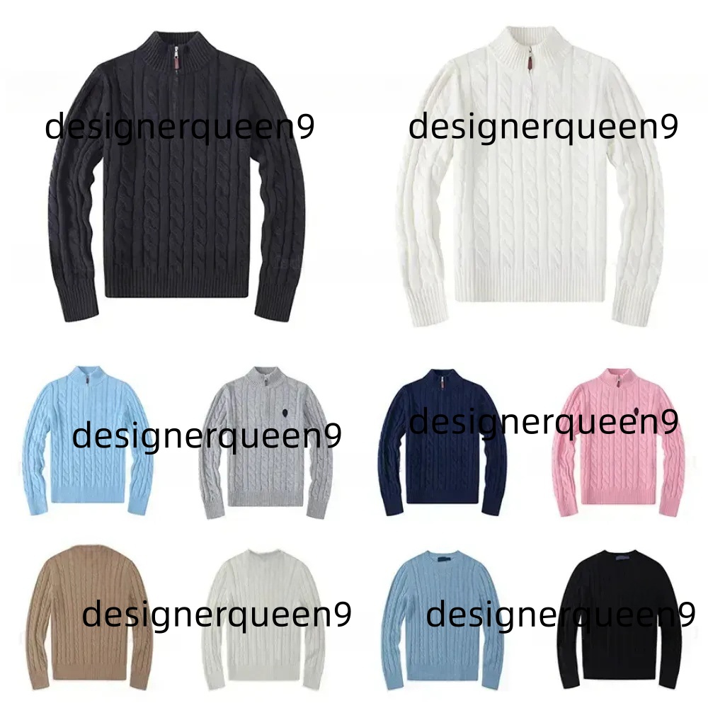 Mens Sweaters Autumn Wool Casual Small Horser pull Half Zip Polos Chandail Cardigan Jacket Winter Long Sleeve Keep Warm Sweater Pullover Women hoodies hoodie