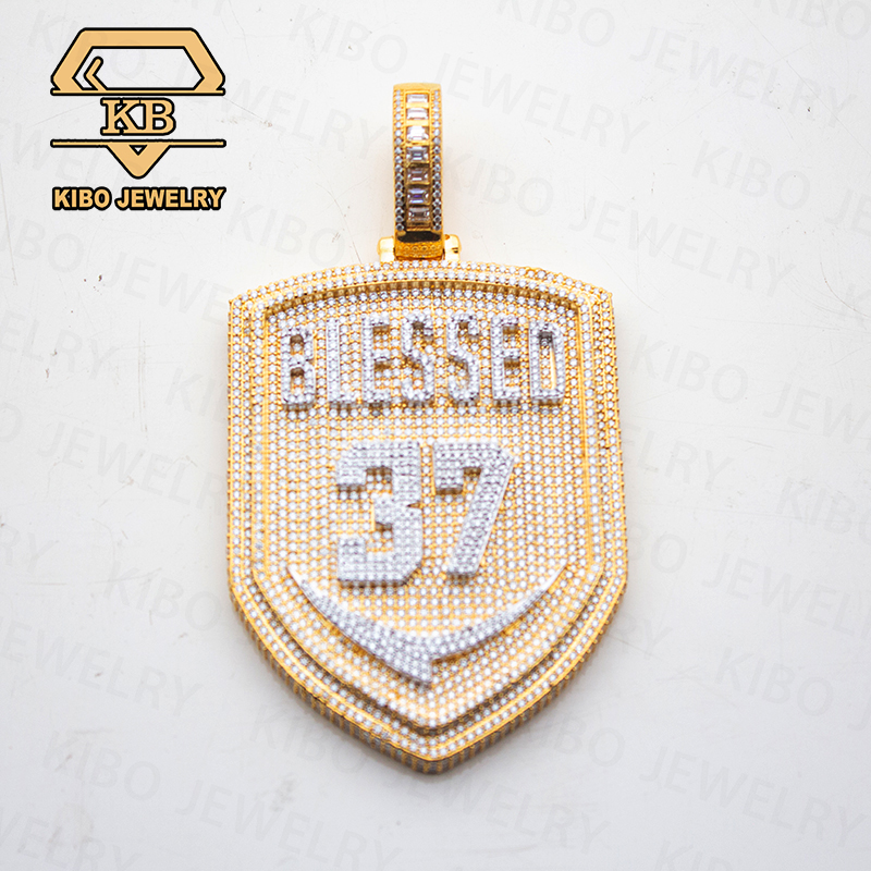 Custom Hip Hop Pendant 925 Sterling Silver Pendants VVS Moissanite Diamond Ice Out Enamel Letter Name Shield Pendant