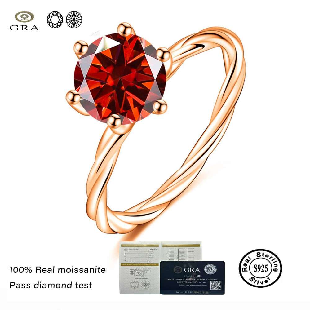 1 Ct moissanite ring for charm lady Wedding Promise Solitaire Band GRA Certified S925 Sterling Silver Rose gold finger Ring df7