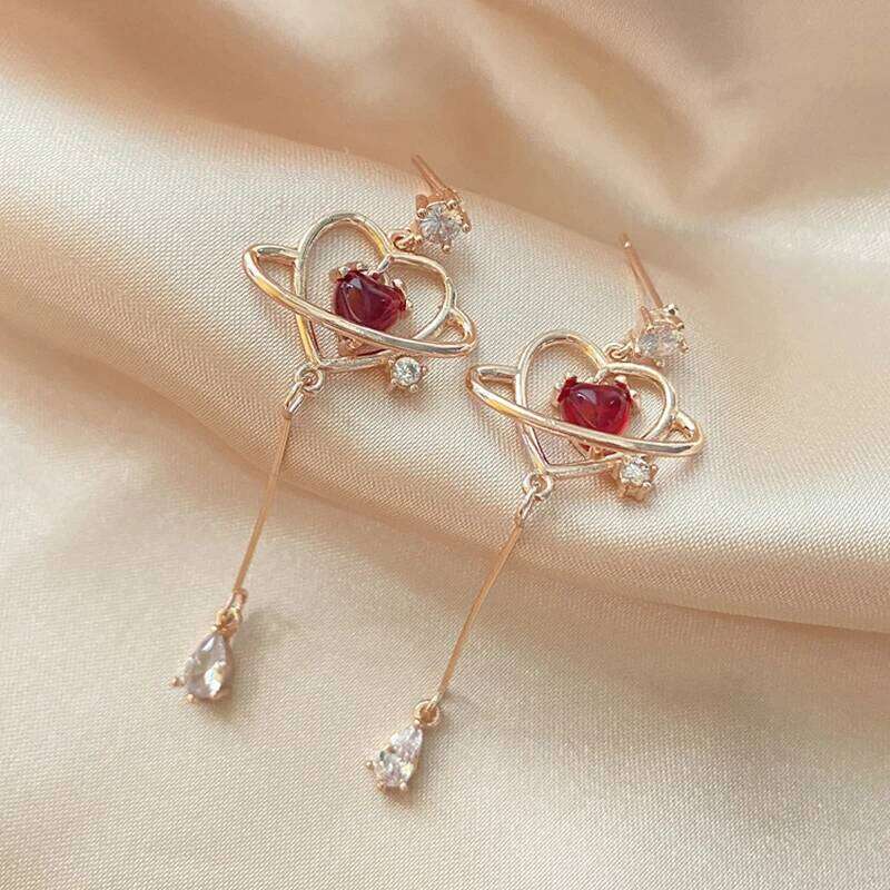 ZAKOL New Elegant Geometric Heart Crystal Long Drop Earrings For Women Cute Delicate Zircon Party Pendientes Jewelry