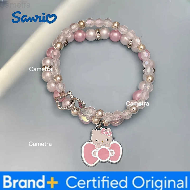 Sanrio 2PCS Kawaii Hello Kitty Bracelet Set Crystal Beads Jewelry Gift for Girls Cute Anime Pendant Accessory H2512291
