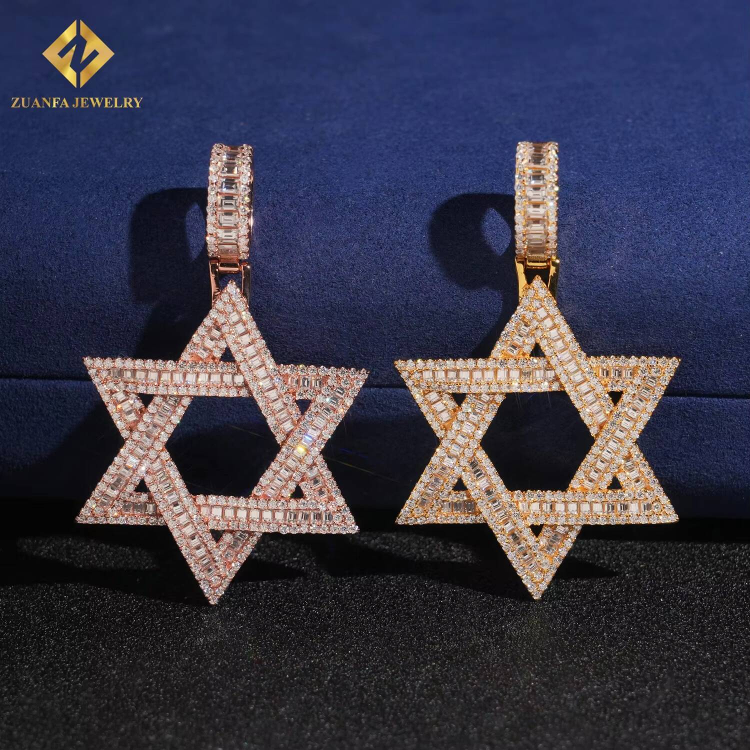 Hot Sale Ice Out Moissanite VVS Hexagram Pendant 925 Sterling Silver Pendant Pass Diamond Tester HipHop Moissanite Jewelry GRA