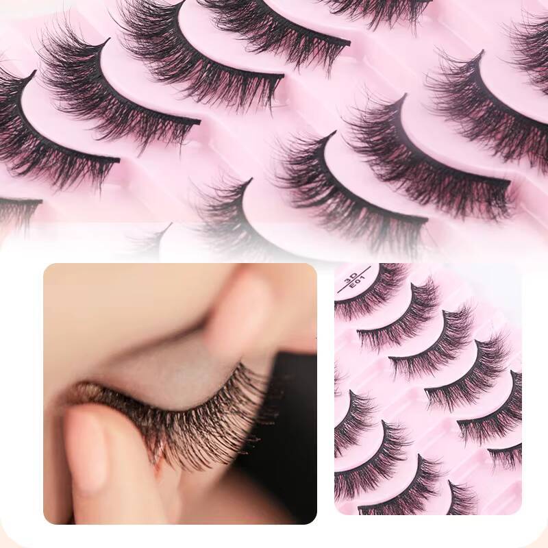 Wholesale 10 Pairs Private Label Fluffy Mink Eyelash Full Strip Eyelashes with Customized Packaging