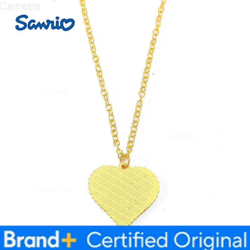 Sanrio Anime Hello Kitty Necklace Cartoon Figure KT Cat Heart Shape Metal Golden Pendant Necklace Kawaii Jewelry Accessories H251229