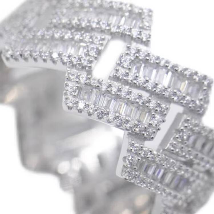 Fashion Jewelry 925 Silver VVS Baguette Moissanite Diamond Iced Out Ring Men Ring for Hip Hop Life