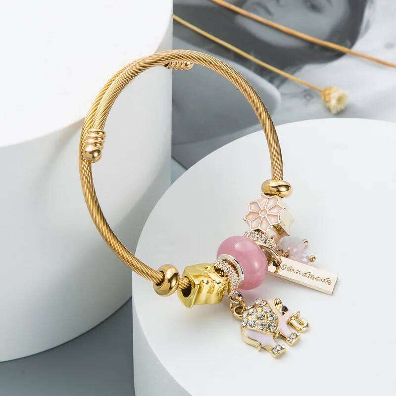 Luxury Elephant Butterfly Bracelets Stainless Steel Bracelet Women Jewellery 25H1229