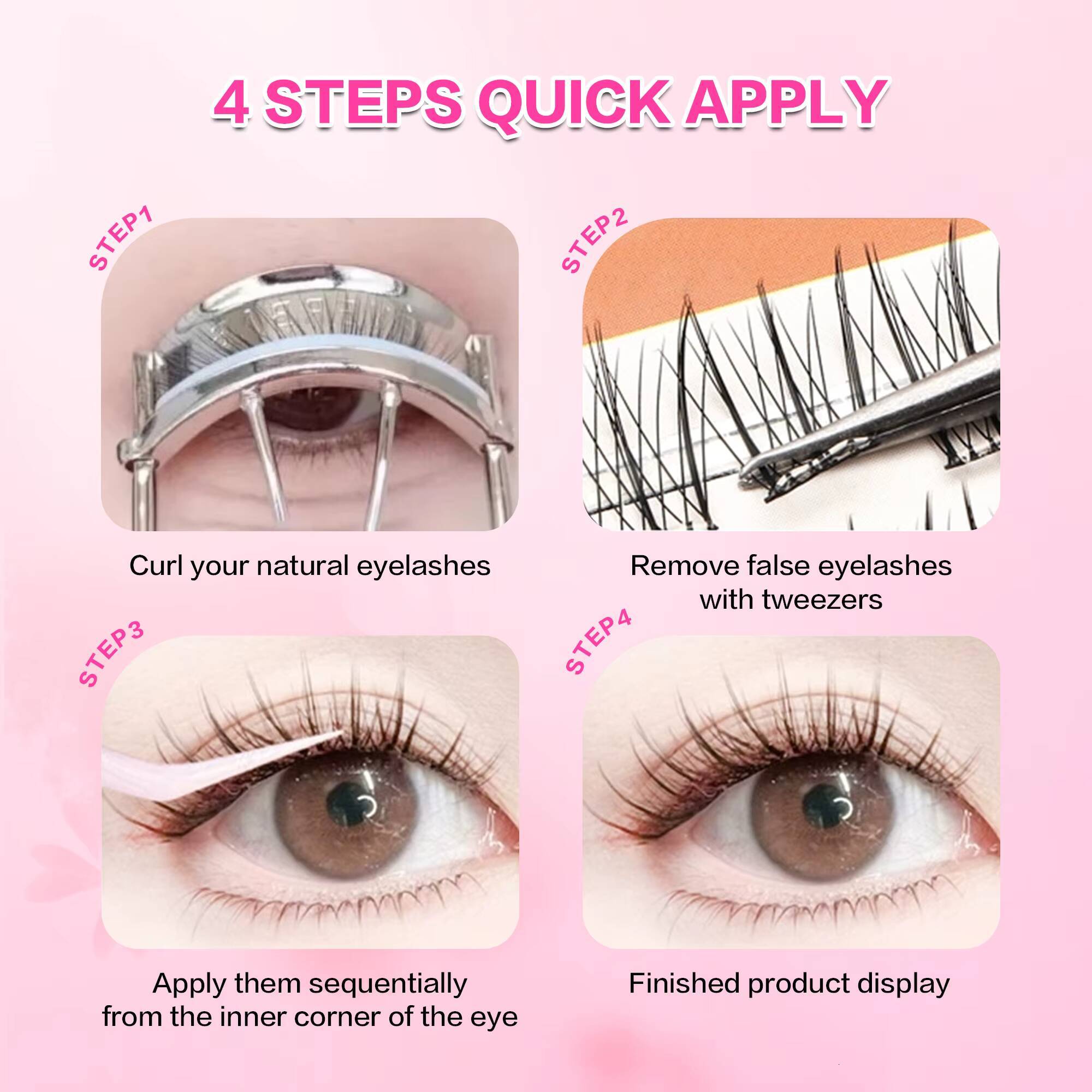 Wholesale New Series Glue Free Eyelashes Self Adhesive Lashes Long Standing Fluffy Natural Looking Style Press on Lashes
