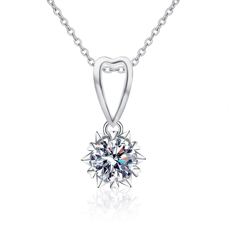 Fashionable Moissanite Inlaid Design Snowflake Necklace Accessory Charm Girl Pendant Light Luxury Niche High End Feeling Collarbone Chain