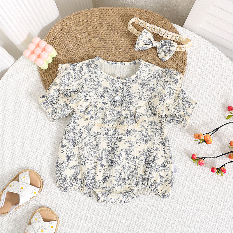 Full Moon Baby Summer Wear Chinese Ink Painting Princess Burp Cloak Newborn Girls Baby Hundred Days Cotton Lightweight Sweater