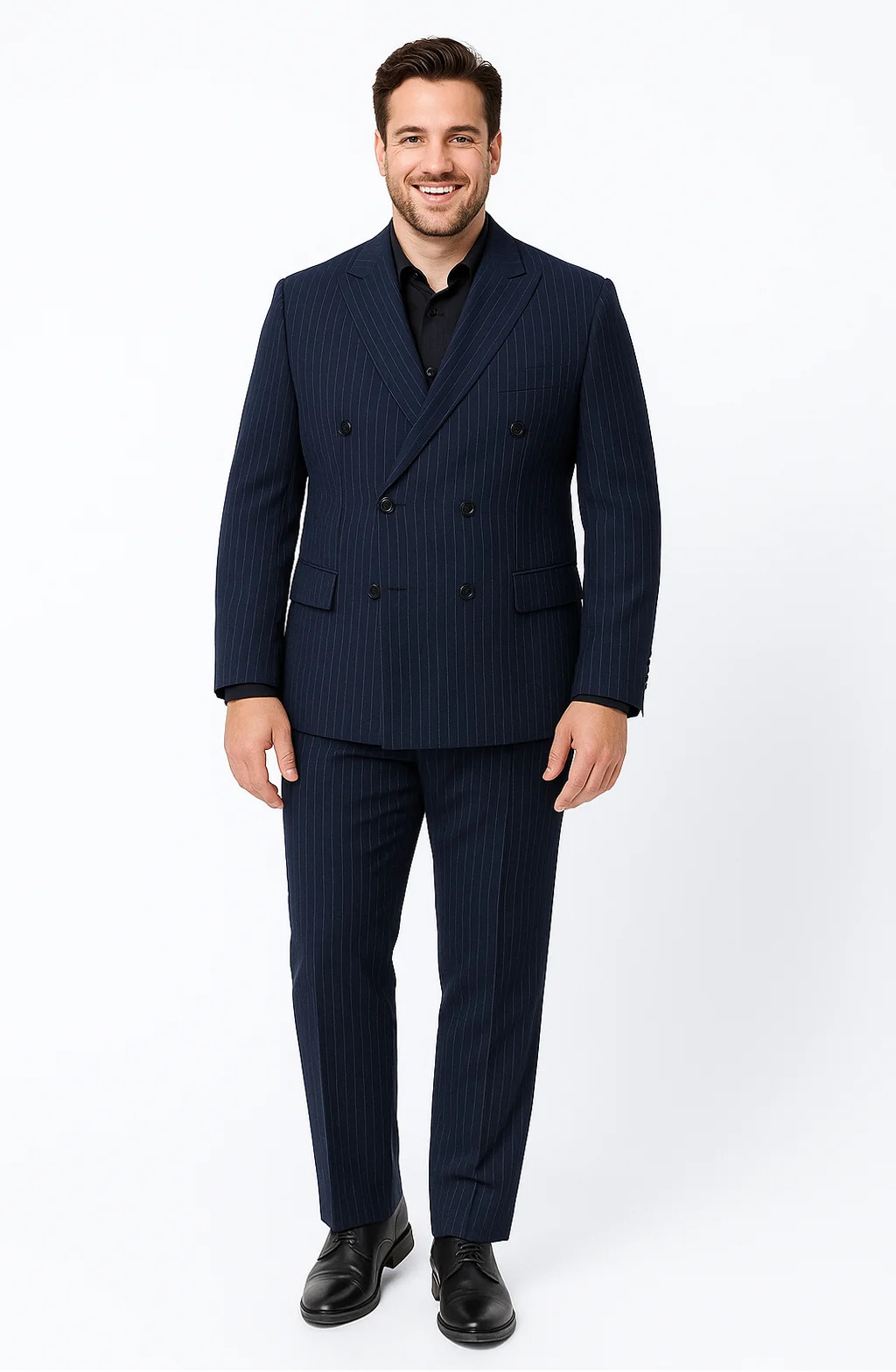 Mens vertical striped doublebreasted suit twopiece suitable for daily wear weddings and festival 251213