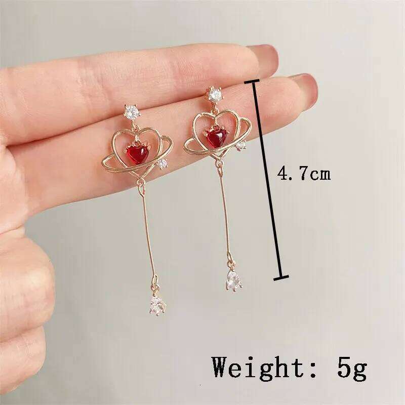 ZAKOL New Elegant Geometric Heart Crystal Long Drop Earrings For Women Cute Delicate Zircon Party Pendientes Jewelry