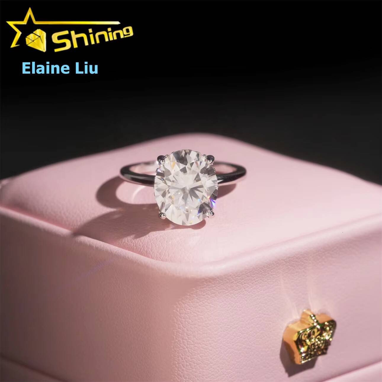 Luxury Fine Jewelry Sterling Silver 925 Custom VVS Moissanite Ring Moissanite Diamond Ring Engagement Ring