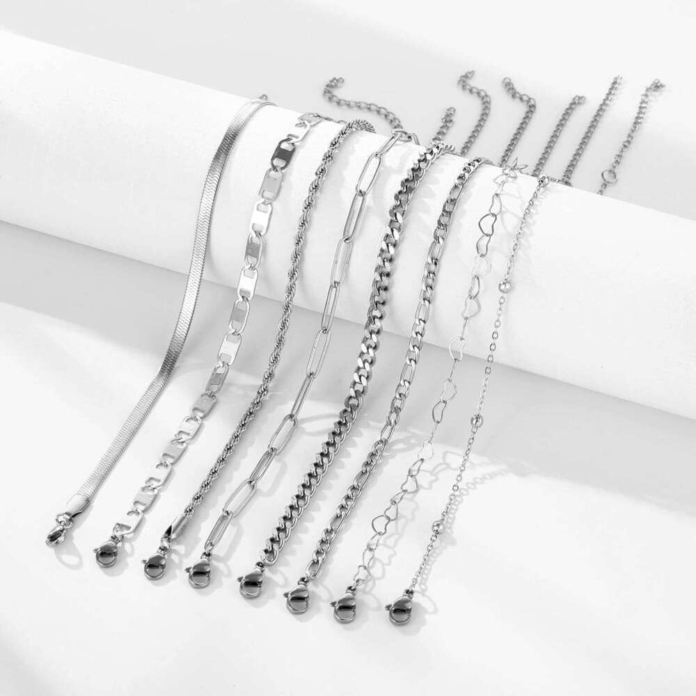 Bestseller Paperclip Beaded Snake Sailor Bracelet Anklet Adjustable Fashion Ins Style Foot Jewelry Set