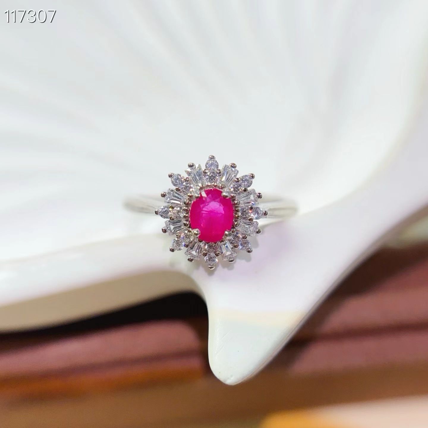Sparkling natural ruby ring with certificate solid 925 silver ring 4mm*5mm 0.4ct genuine ruby silver jewelry