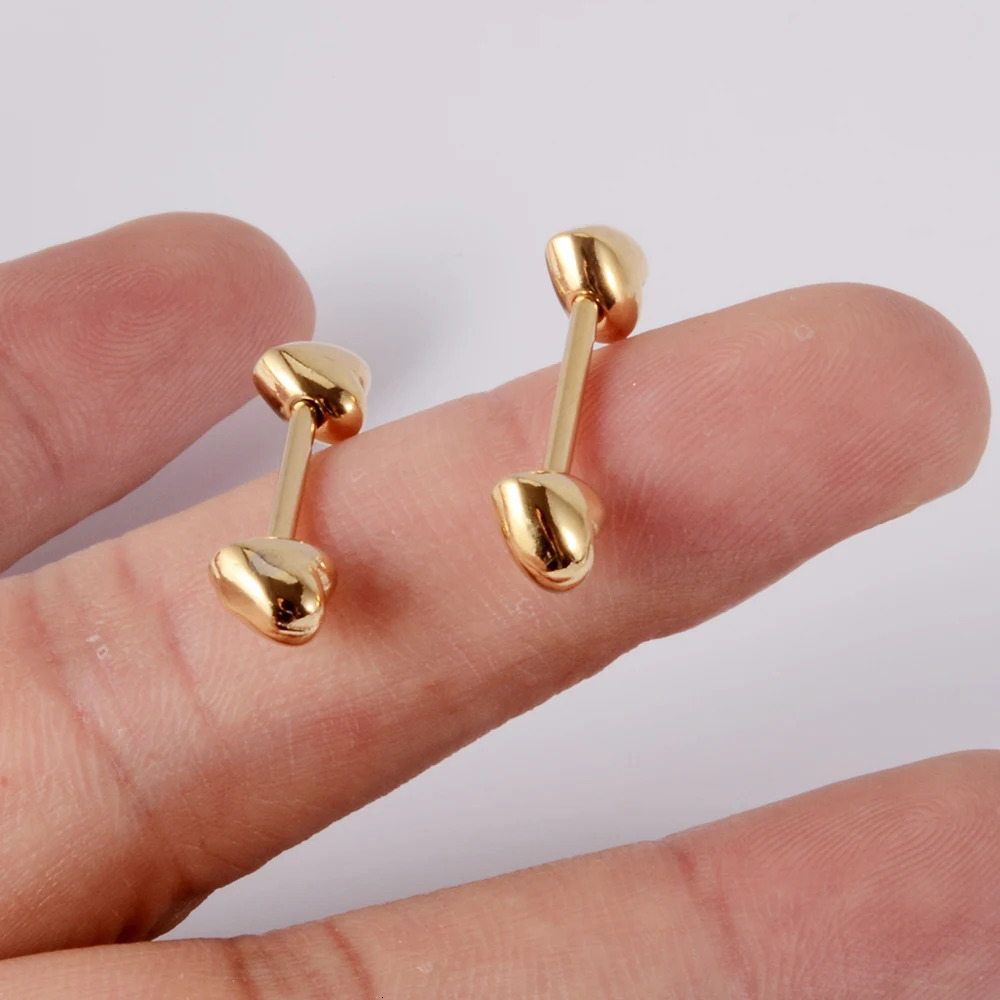Pair 361L Steel Nipple Barbell Ring Love Heart Shape Nipple Ring Nipple Shield 14G Tongue Piercing Body Jewelry 251224