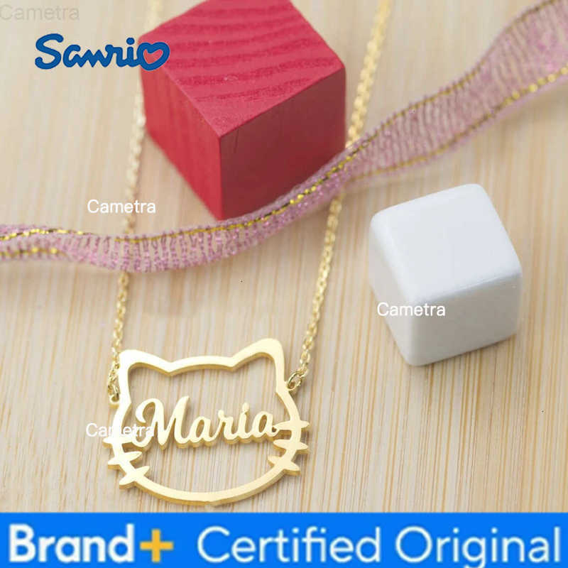 Sanrio Custom Cute Cartoon Kitty Name Necklace Women Children Jewelry Stainless Steel Cat Nameplate Pendant Necklaces Gifts for Kids H251229