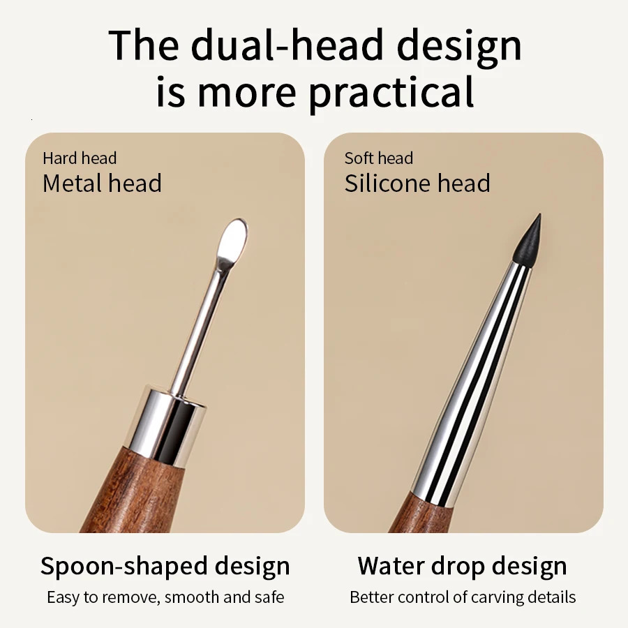 RSNAIL 12PCS Wooden Double Head Nail Art Brush Silicone Carving Pen Supplies Flower Painting for Tool 251215