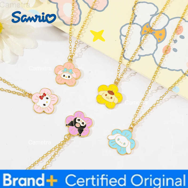 Sanrio Flower Pom Purin Cinnamoroll Melody Kuromi Cartoon Pendant Necklace Clavicle Chain for Male Female Students H251229