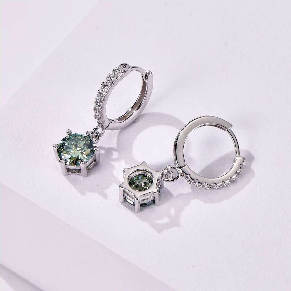 D color VVS 1.0ct White Gold Plated Moissanite Drop Earrings for Women Sparkling Wedding Jewelry 925 Solid Silver Party GRA 91e