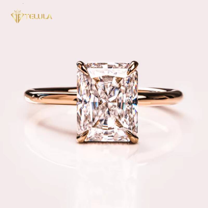 Custom 1CT Radiant Cut Engagement Ring IGI Certified Diamond Rings 14K Rose Gold Lab Grown Diamond Ring