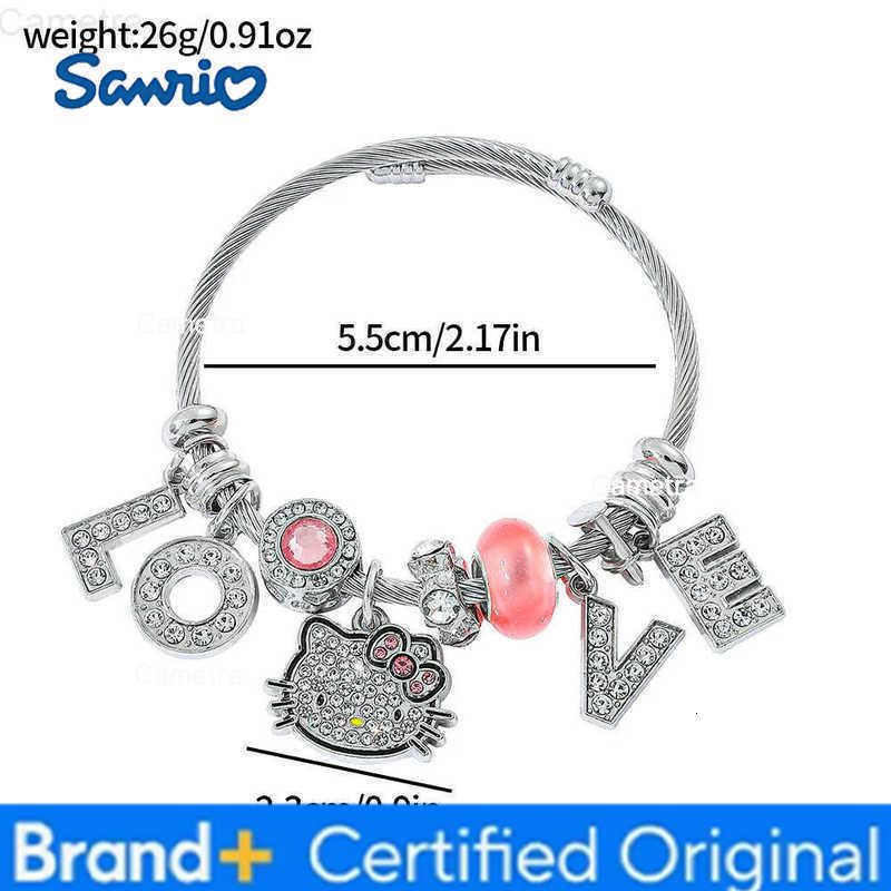 Sanrio Cartoon Hello Kitty Adjustable Bracelet Exquisite Charm Crystal Bangle for Friend Jewelry Accessory Fashion Gifts H251229