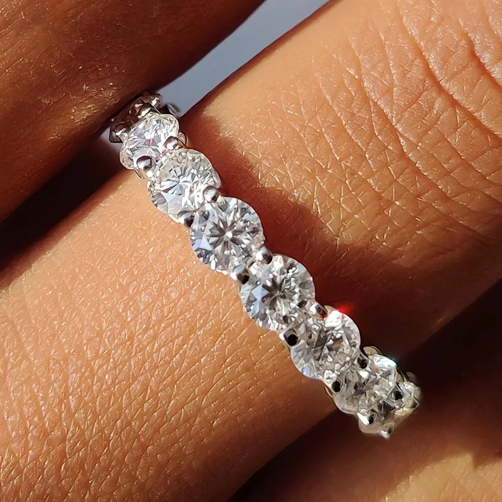 FEOBUR 7ct 5mm D Color Ring with Certificate Women S925 Sterling Silver Full Diamond Wedding Band Jewelry 251225