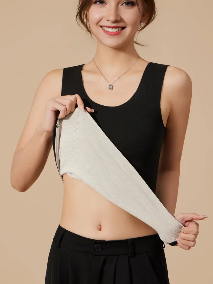 Womens Thickened Seamless Warm Vest Stuffed Thin Slim Fit Clothes Autumn and Winter Bottoming Tops Underwear Top 251225