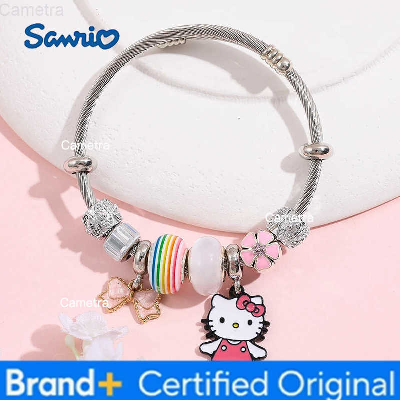 Sanrio Kawaii Cartoon Hello Kitty My Melody Pendant Rhinestone Zircon Bead Bracelet for Girls Jewelry Party Gift H251229