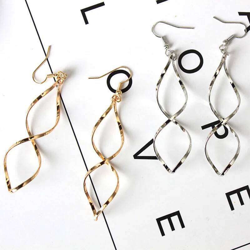 Fashion Simple Spiral Drop Earrings For Women Long Curved Wave Dangle Brincos Statement Wedding Party Jewelry C251227