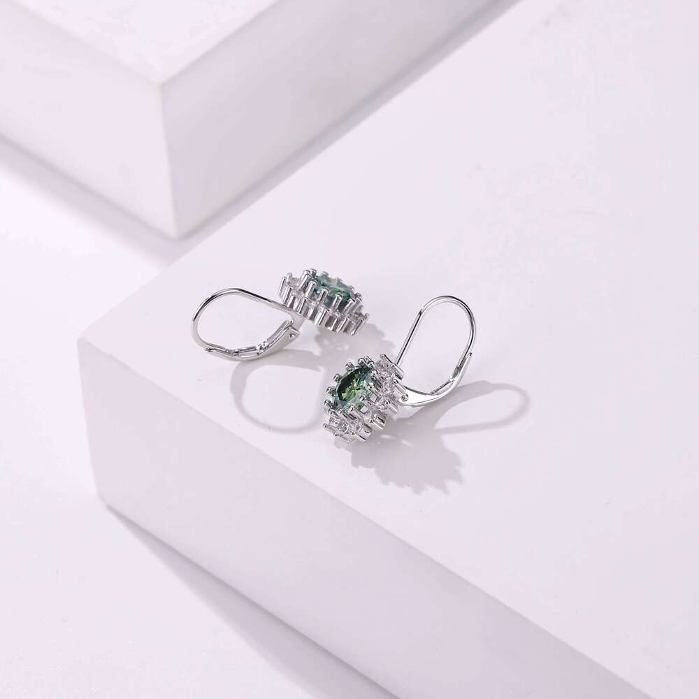 1carat moissanite drop earrings for charm lady 925 Sterling Silver Dainty Hoop Dangle Earring Fine Jewelry dating gift 5f1