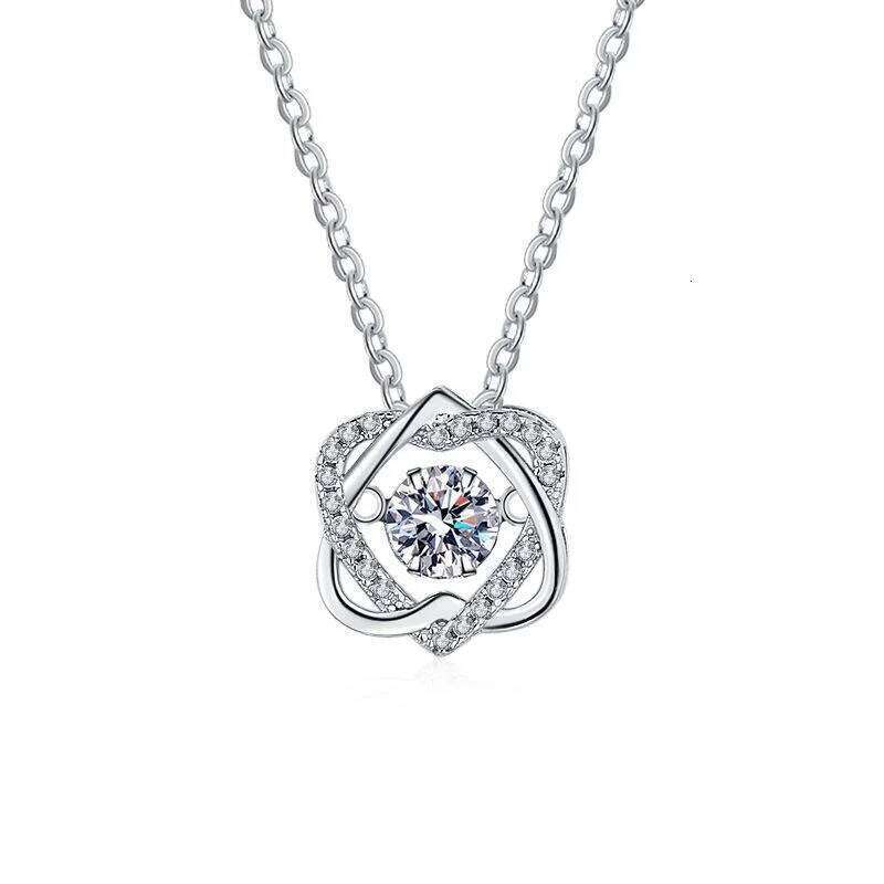 Moissanite Necklace For Women 100% Sterling S925 Silver With White Gold Plated Lab Diamond Jewelry Wedding Pendant with O-chain 245