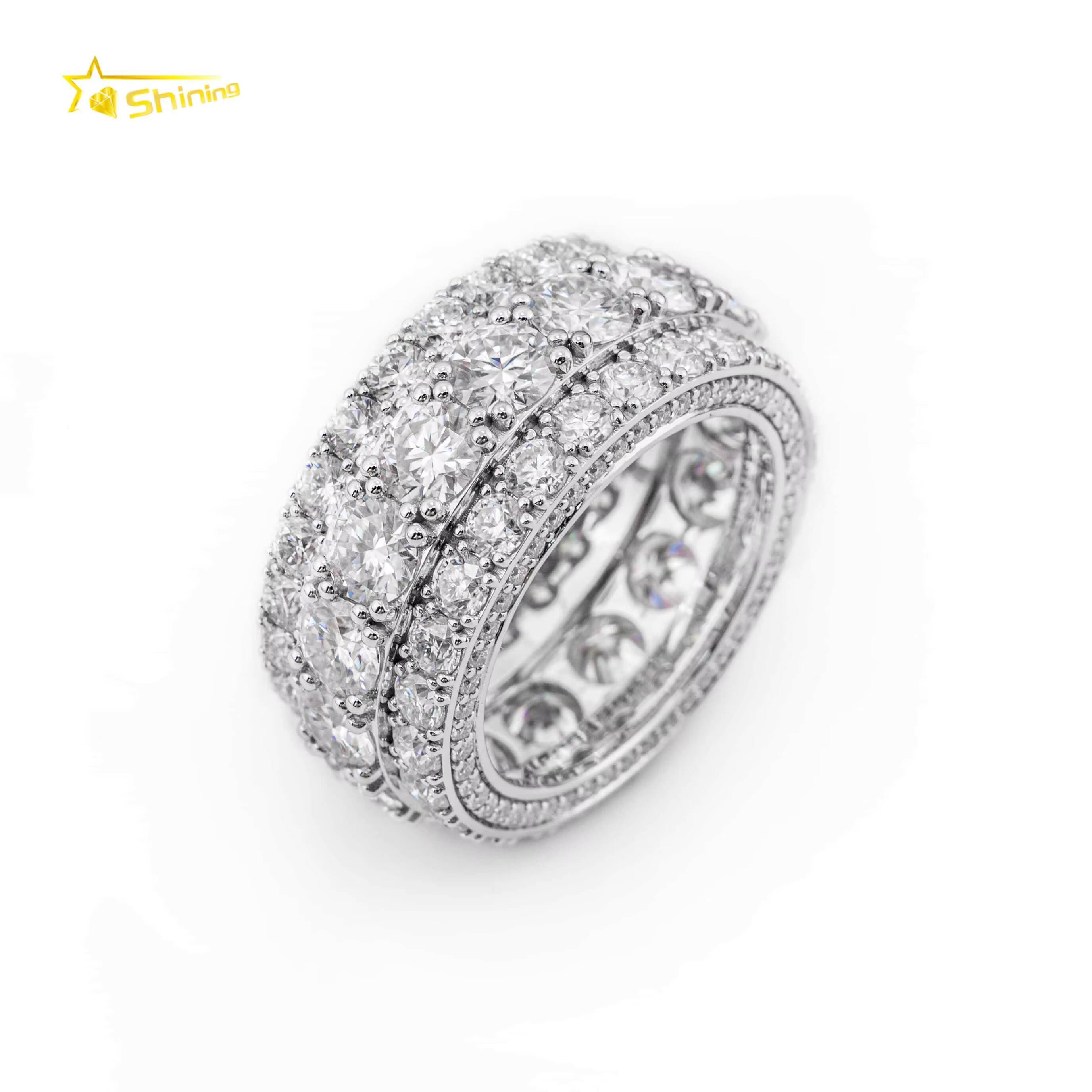 Solid Gold Iced Out VVS Moissanite Diamond Rings Custom Hip Hop Real Gold Hip Hop Ring