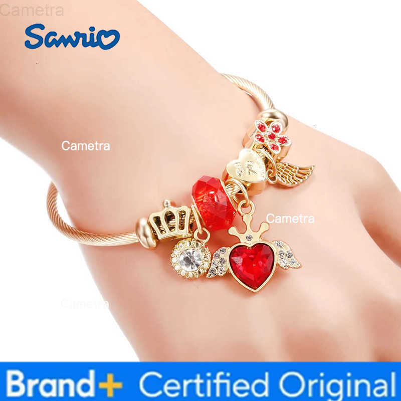 Sanrio Trendy Golden Stainless Steel Ballet Girl Heart Shape Butterfly Pendant 4 Colors Beaded Bracelet Closure Bangles Women Jewelry H251229