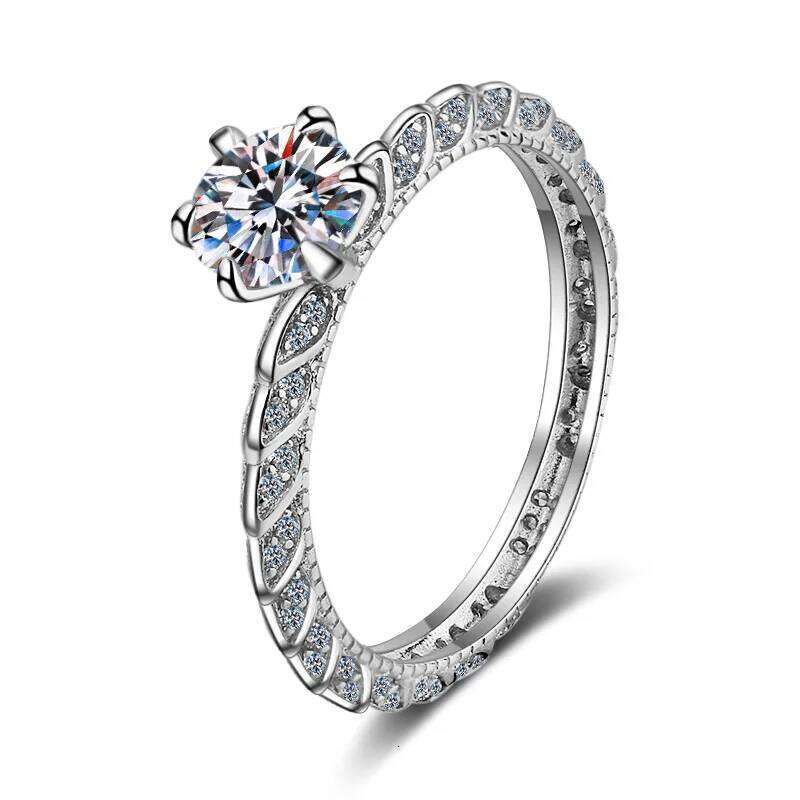 18K gold inlaid with diamonds, new pt950 platinum women's 0.8Ct ring, six claw moissanite fashionable diamond ring 653