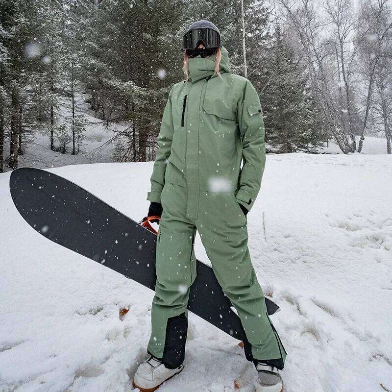 Snow Suit Women 2025 Windproof Man Outdoor Overalls New Snowboard Clothe Set Unisex Sport Warm Cotton One Piece Skiing Jumpsuit SPLELED