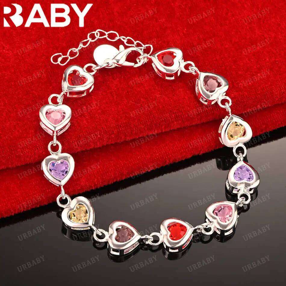 URBABY 925 Sterling Silver Design Zircons Bracelets For Women Men Anniversary Gift Popular Wild Fashion Romantic Jewelry 25H1229