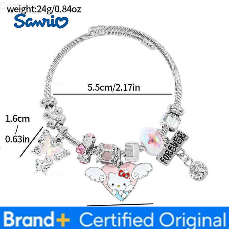 Sanrio Cartoon Hello Kitty Bracelet Charm Cute Moon Heart KT Cat Pendant Bangle for Girl Festival Jewelry Accessories Gifts H251229