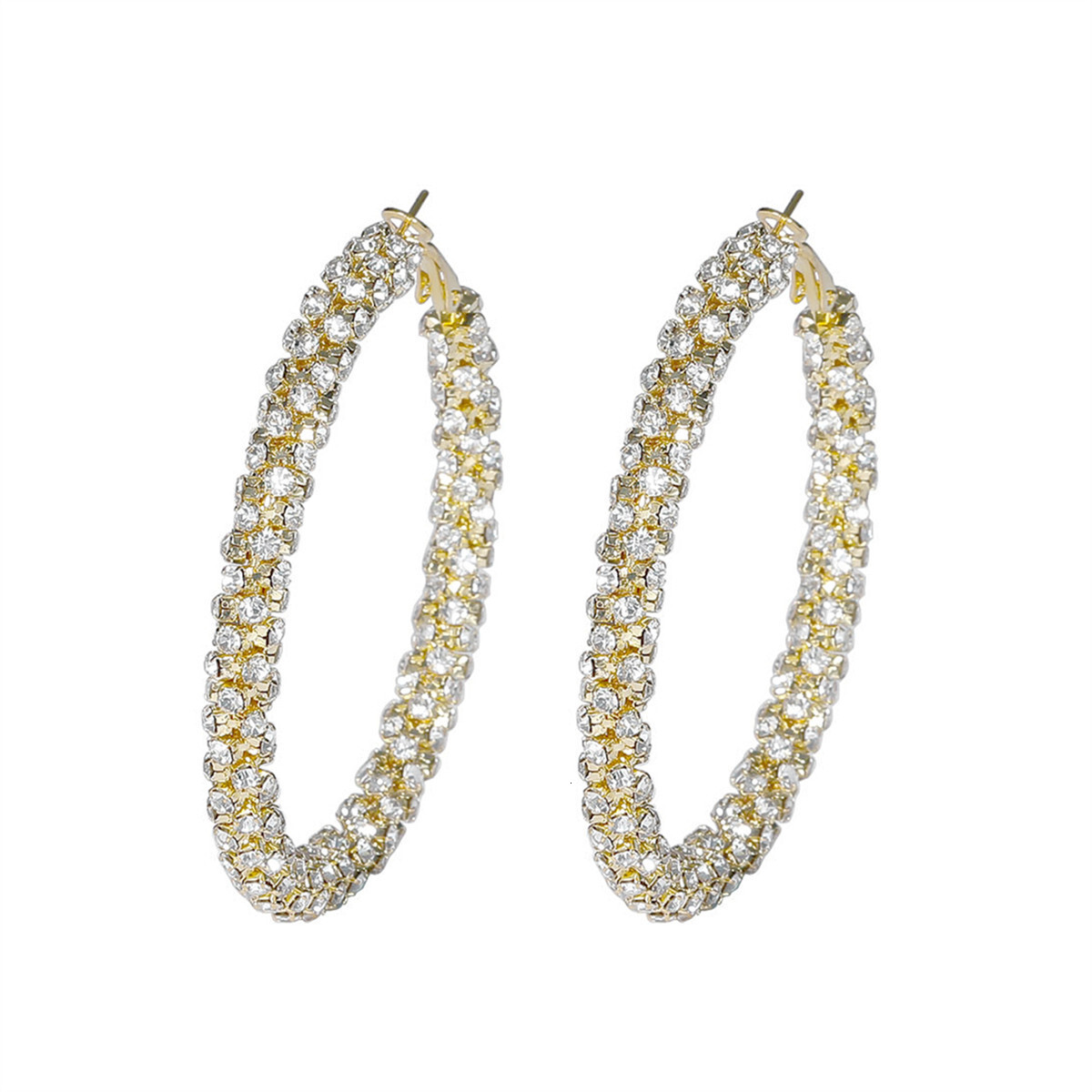 Luxury Brand Designer Jewelry Hot-Selling New Luxury Personality Exaggerated Hoop Earrings For Women Simple Fashion Diamond-Studded Large Hoop Earring