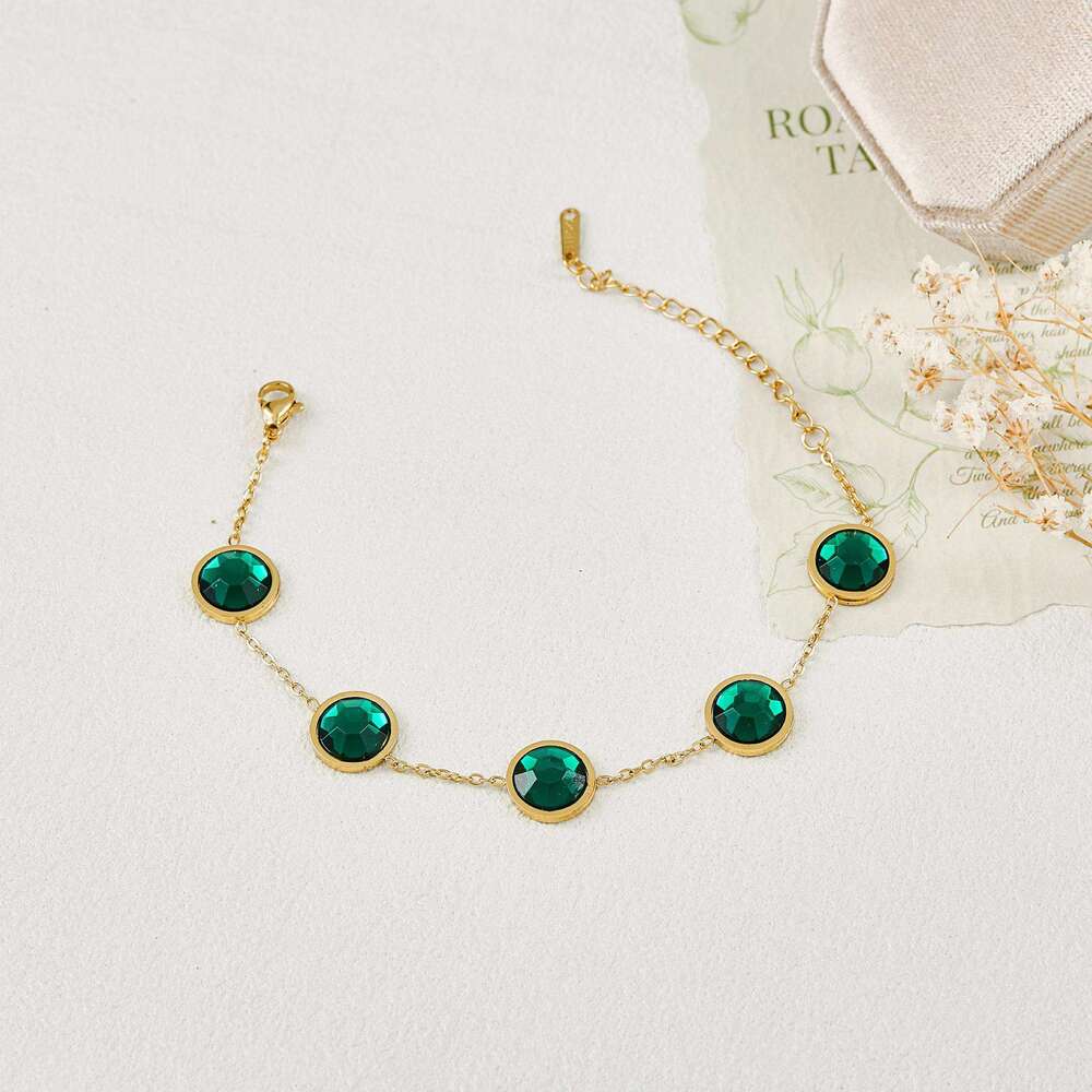 Bracelet For Women Fresh Literary Vintage Geometric Round Crystal Bracelet, European and American Hot-Selling Elegant Versatile Jewelry