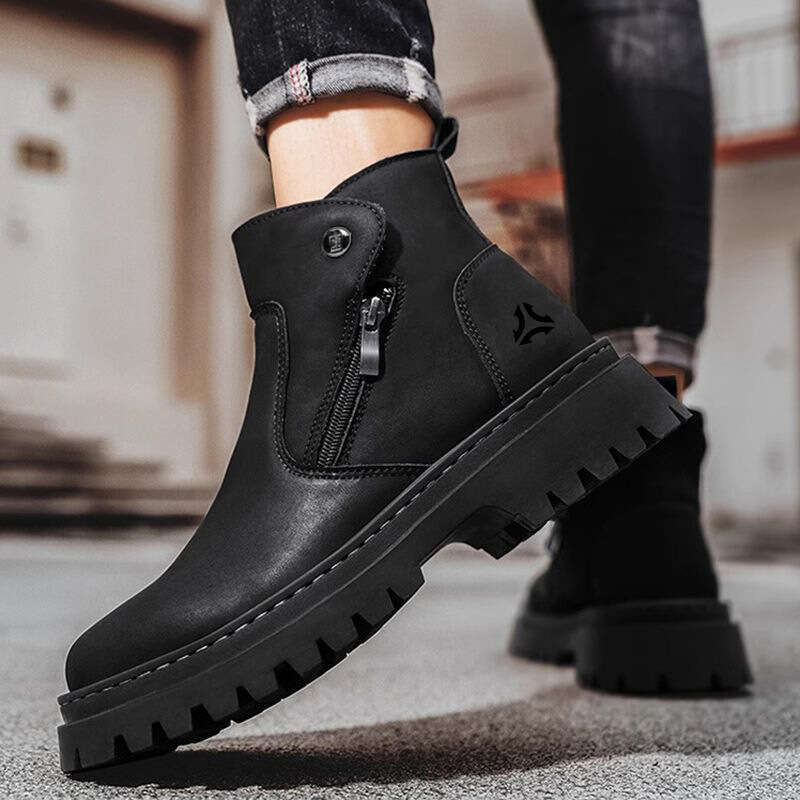 Martin High Top British Style Work 2025 New Spring Autumn Men's Shoes Casual Yellow Chelsea Boots Men