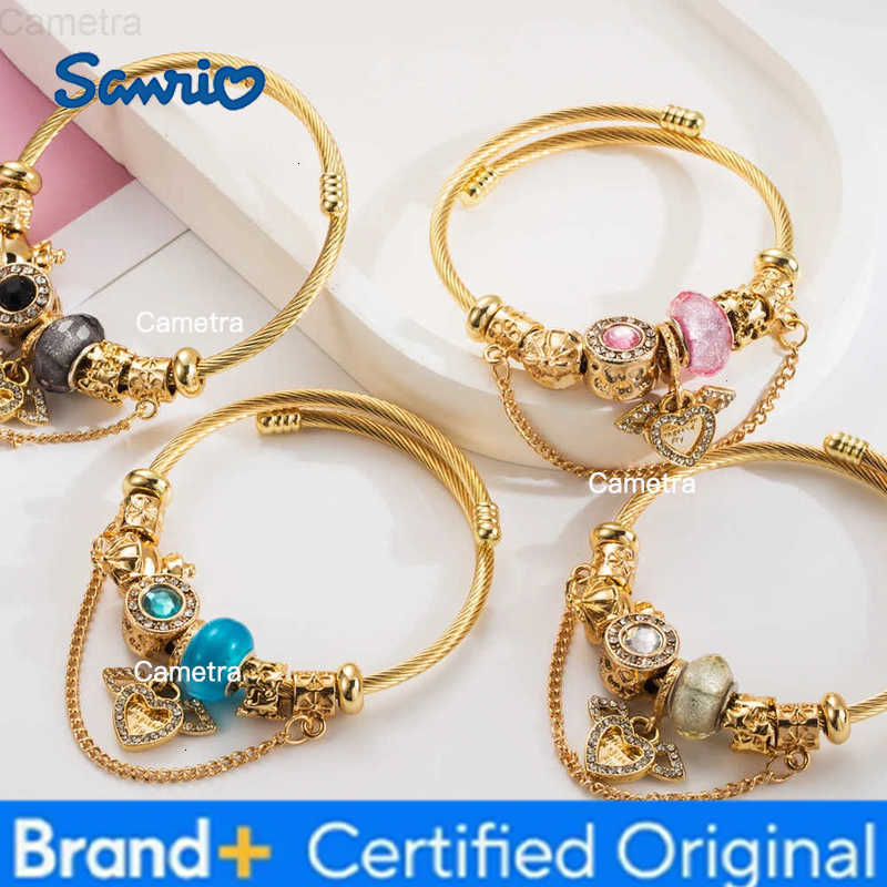 Sanrio New Panjiaduola Stainless Steel Bracelet Personalized and Fashionable Beaded Heart Set with Diamonds Best Friend Handpiece H251229