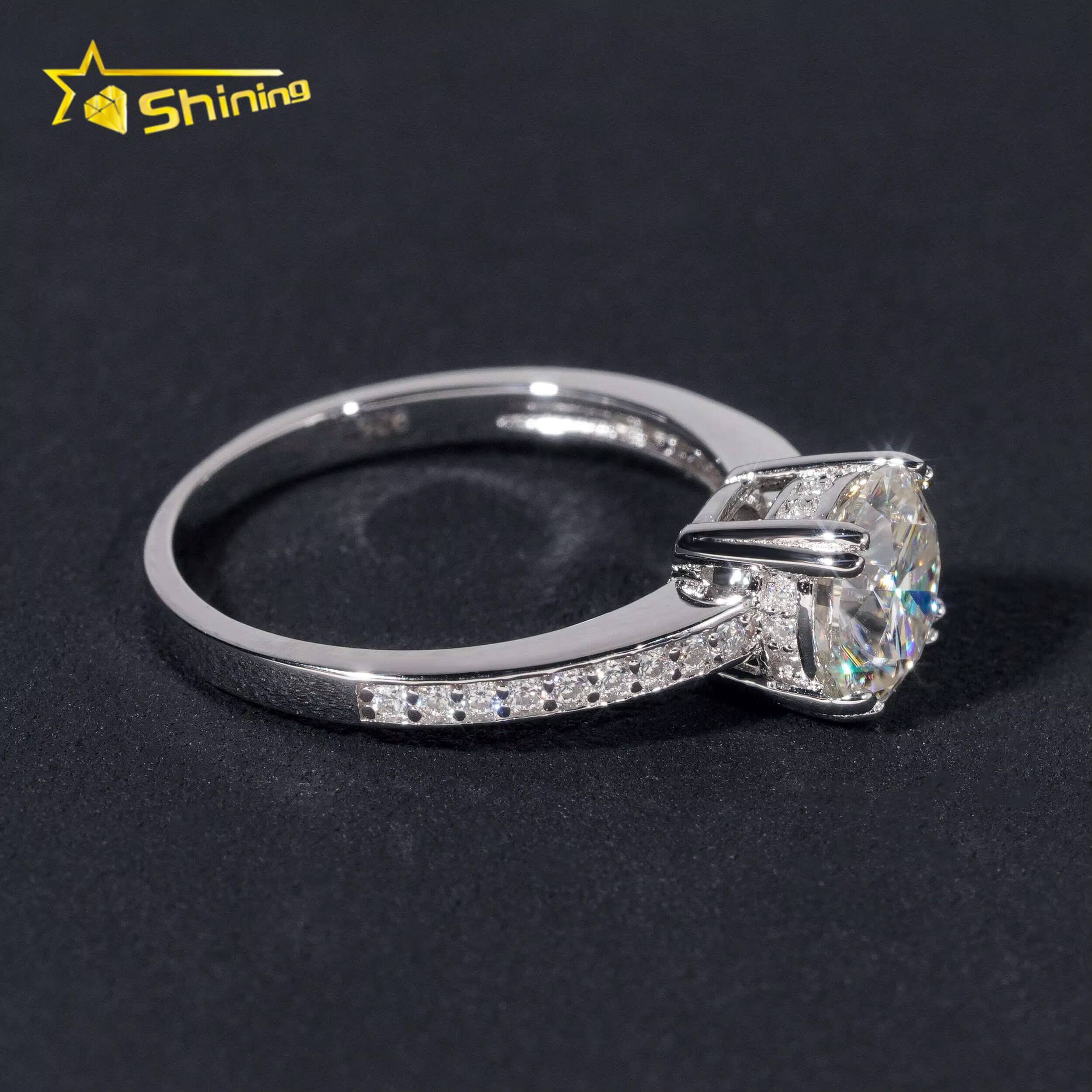 Wholesale 925 Sterling Silver Vvs Diamond Engagement Rings Women Brilliant Cut 75mm Gold Ring Women Rings Moissanite