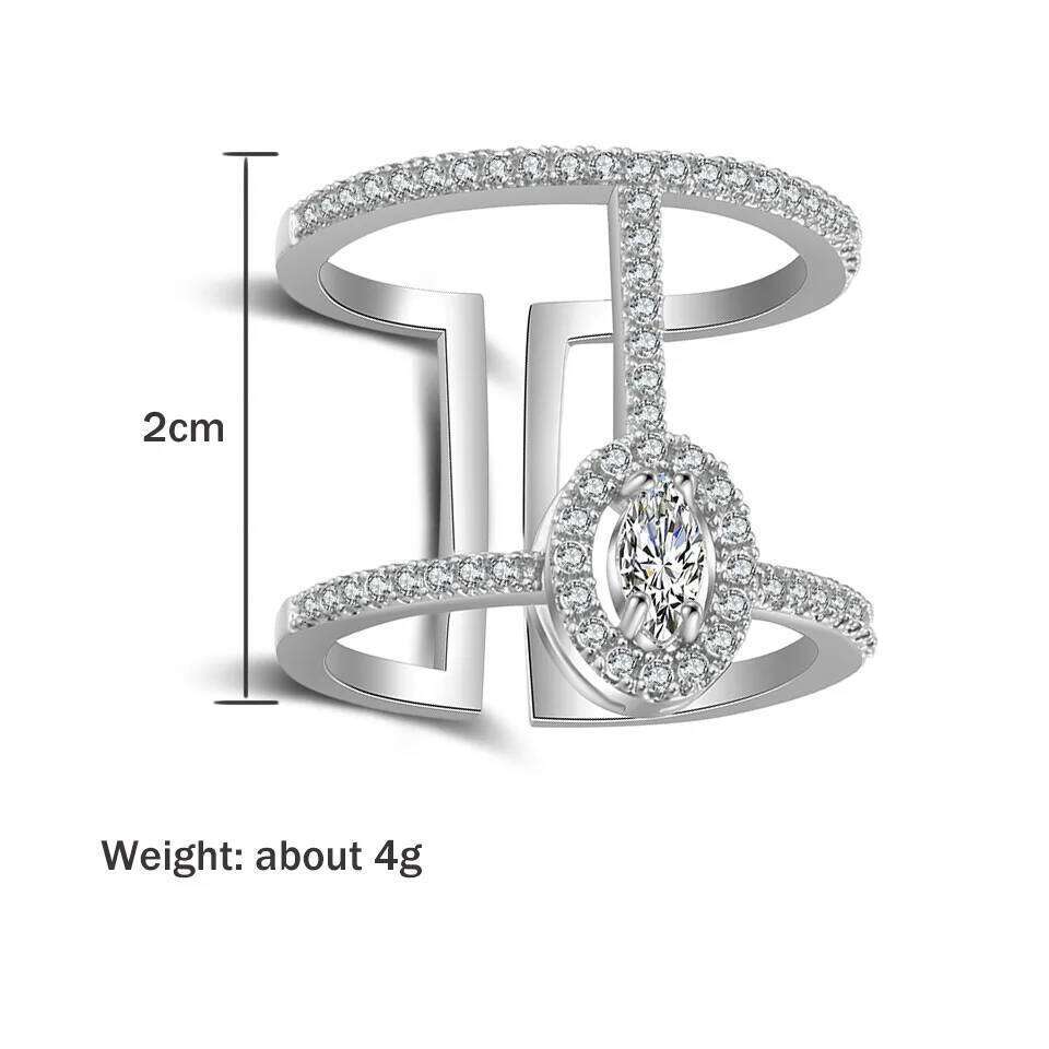 ZAKOL Fashion White Adjustable Ring Micro Pave Cubic Zirconia Open Rings For Women Party Jewelry