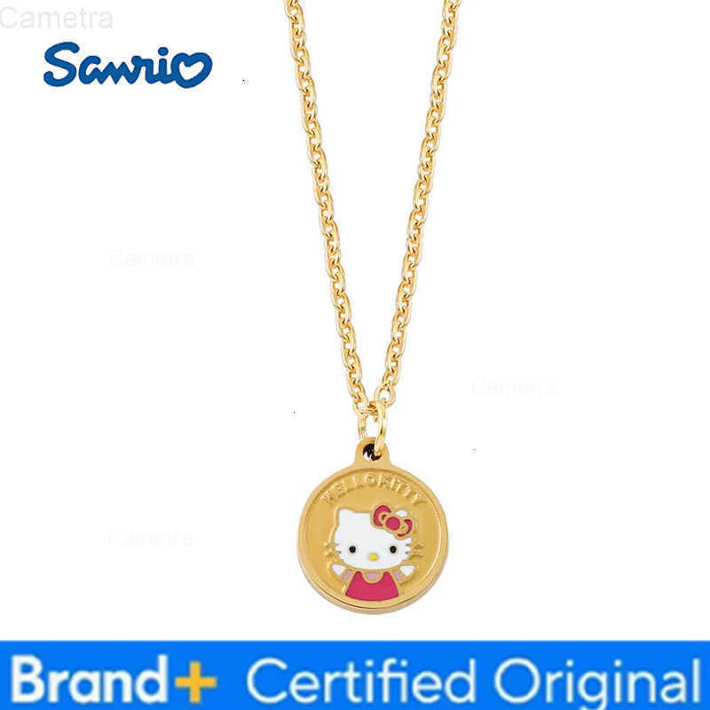 Sanrio Kawaii Hello Kitty Round Pendant Necklace Cute Cartoon Jewelry Accessory for Women Ideal Birthday Gift H251229