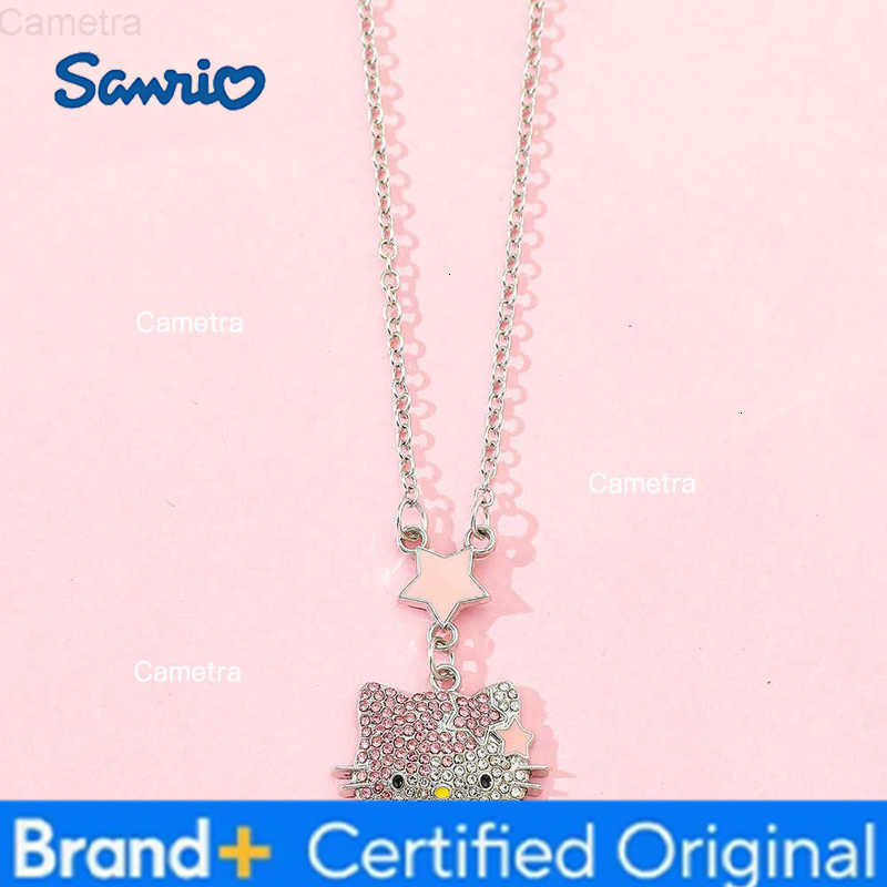 Sanrio Cute Hello Kitty Metal Necklace Cascading Sparkling Hellio Kitty Two-tone Version Beautiful Costume Jewellery Pendant H251229