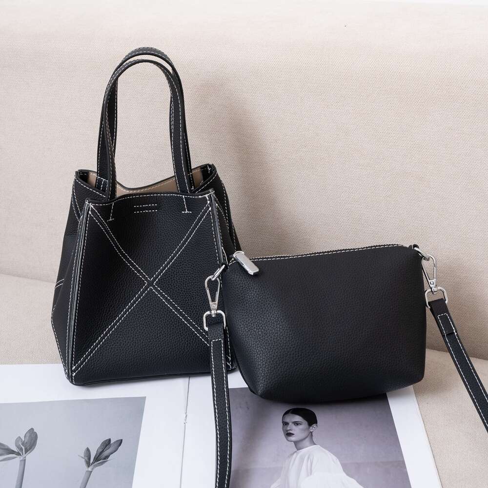 Luxury Shoulder Bags Totes Hobo Cross Border Fashion Handheld Genuine Leather Women S TOGO Top Layer Cowhide Basket Casual Mother Daughter Crossbody B
