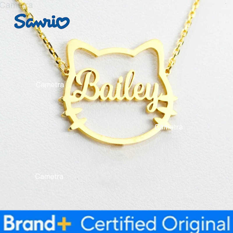 Sanrio Custom Cute Cartoon Kitty Name Necklace Women Children Jewelry Stainless Steel Cat Nameplate Pendant Necklaces Gifts for Kids H251229