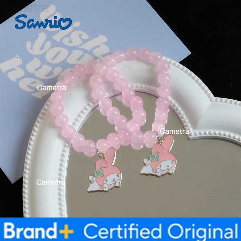 Sanrio Anime Sweet Hello Kitty Bracelet Handmade Cute Cartoon Figure KT Cat Pendant Accessories Pendant Bead String Hand Rope H251229